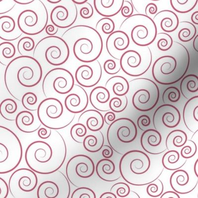 small scale spirals - viva magenta spirals on white - spirals fabric and wallpaper