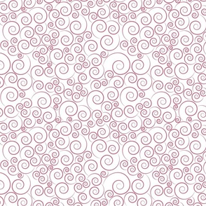 small scale spirals - viva magenta spirals on white - spirals fabric and wallpaper