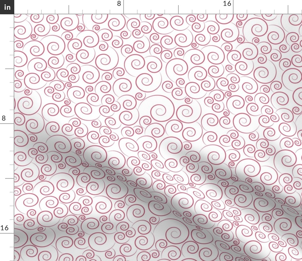 small scale spirals - viva magenta spirals on white - spirals fabric and wallpaper