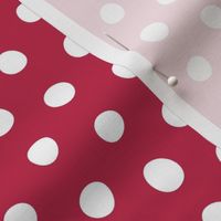 white crooked dots on viva magenta - dots fabric and wallpaper