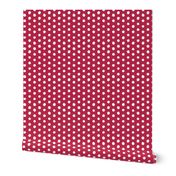 white crooked dots on viva magenta - dots fabric and wallpaper