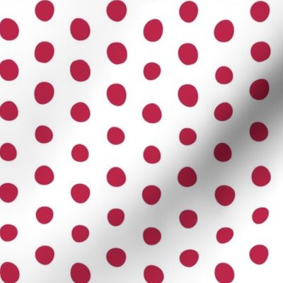 viva magenta crooked dots on white - dots fabric and wallpaper