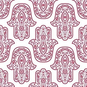 Medium Scale Mandala Hamsa Hands Viva Magenta Pantone Color Of The Year 2023 