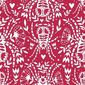 Large Scale Spider Damask Pantone Color Of The Year Viva Magenta 2023