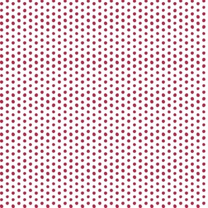 small scale viva magenta crooked dots on white - dots fabric and wallpaper
