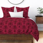 Large Scale Spider Damask Pantone Color Of The Year Viva Magenta and Black 2023
