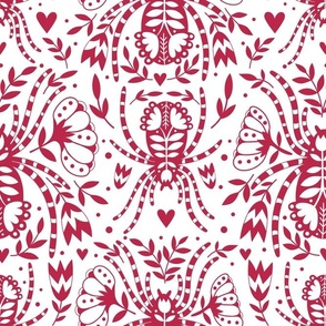 Large Scale Spider Damask Pantone Color Of The Year Viva Magenta and White 2023