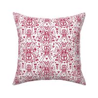 Medium Scale Spider Damask Pantone Color Of The Year Viva Magenta and White 2023