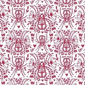 Small Scale Spider Damask Pantone Color Of The Year Viva Magenta and White 2023