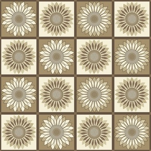 Pastel geometric abstract sunflower seamless pattern