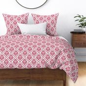 Bigger Scale Floral Damask White with Pantone Viva Magenta Color Of The Year 2023 