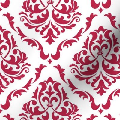 Bigger Scale Floral Damask White with Pantone Viva Magenta Color Of The Year 2023 
