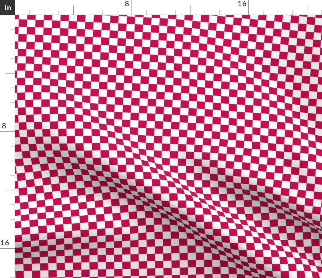 Magenta and White 1/2” square checkers