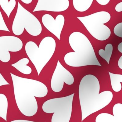 Large Scale Valentine Heart Scatter White on Viva Magenta Pantone Color Of The Year 2023