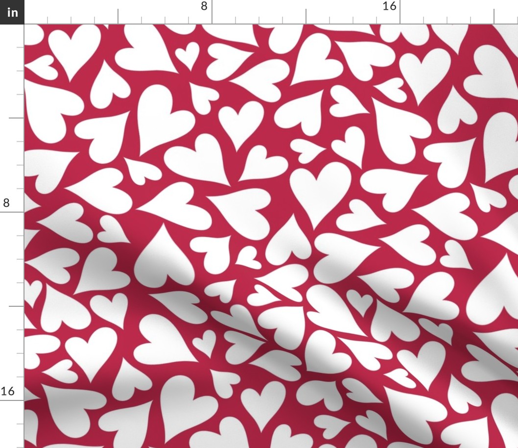 Large Scale Valentine Heart Scatter White on Viva Magenta Pantone Color Of The Year 2023