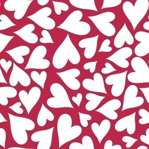 Medium Scale Valentine Heart Scatter White on Viva Magenta Pantone Color Of The Year 2023