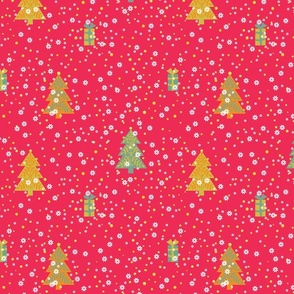 Happy Holly Jolly Merry Christmas - Pine Tree - pink coordinate