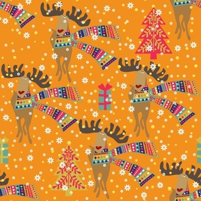 mid scale_Reindeer holly jolly peace love merry Christmas_orange