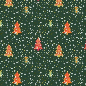 small scale_Happy Holly Jolly Merry Christmas - Pine Tree_coordinated green