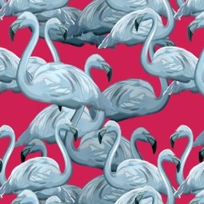 Painting Flamingo Blue on Viva Magenta