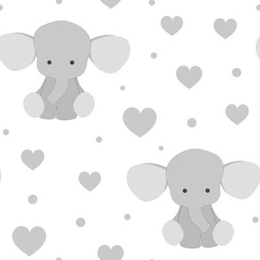 Gray Elephant Hearts Baby Nursery 