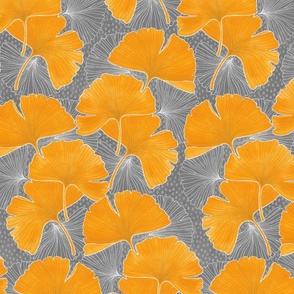 Ginko Leaves - True Grey Background