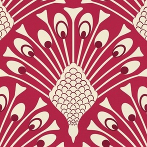 Art Deco peacock wallpaper viva Magenta Pantone color of the year 