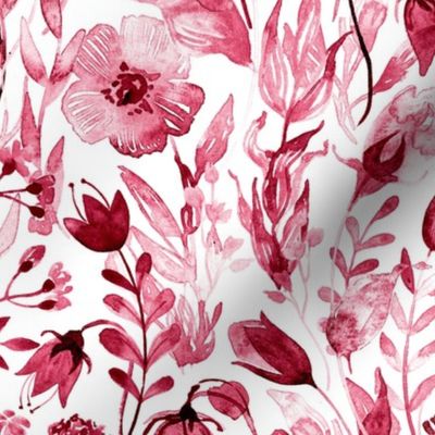 Watercolor Floral in Viva Magenta 