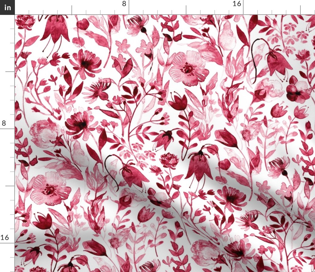 Watercolor Floral in Viva Magenta 