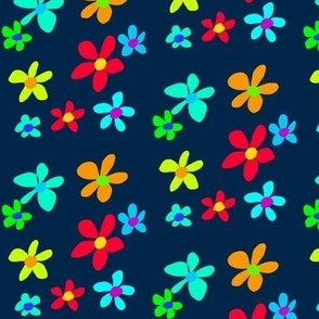 Dancing Spring Blossoms on Indigo - Medium Scale