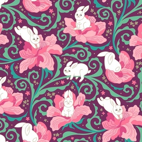 Bunnies and flowers