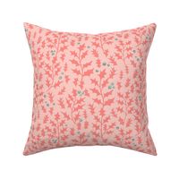 minty green holly berries on light pink | large