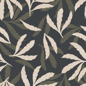 Light Brown and Green Leaves with Texture on a dark background.