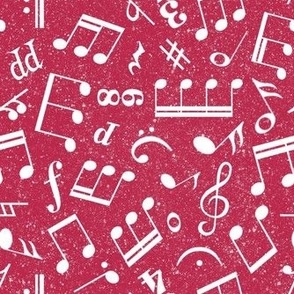 Medium Scale White Music Notes on Viva Magenta Sparkle