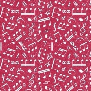 Small Scale White Music Notes on Viva Magenta Sparkle