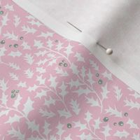 holly leaves and berries on mimi pink | micro