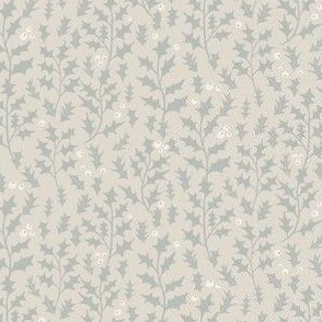 Light gray holly leaves on light beige | micro