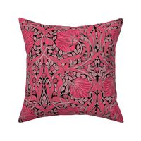 Pimpernel - MEDIUM - historic Antiqued damask by William Morris - VIVA MAGENTA PANTONE COLOR adaption