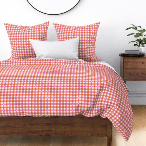 Valentine Gingham - Pink/Orange, Large Scale