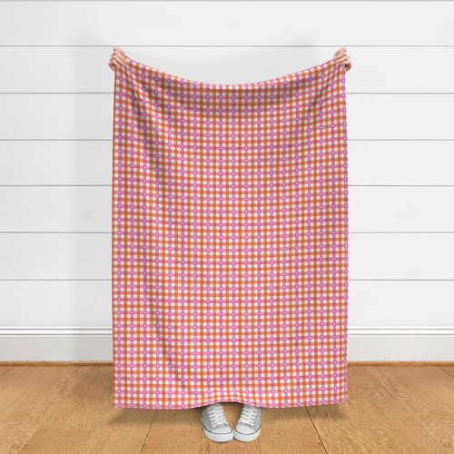 Valentine Gingham - Pink/Orange, Large Scale