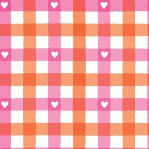 Valentine Gingham - Pink/Orange, Large Scale
