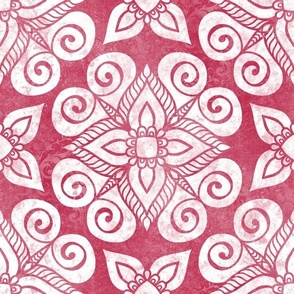 Large Scale Textured Grunge Damask in Viva Magenta