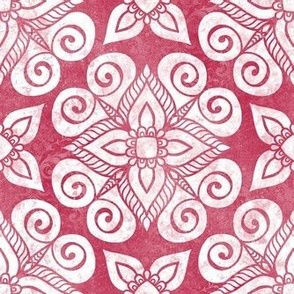 Medium Scale Textured Grunge Damask in Viva Magenta