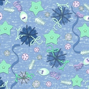 Ancient Sea Creatures- Blue, Green & Pink