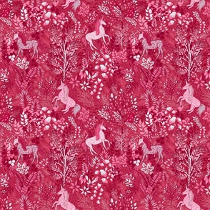 Unicorns in the Woods of Wonderment (magenta small scale)  