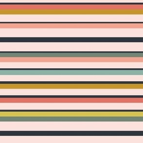 Kitsch Blush Pink Colorful Stripes - Small Scale
