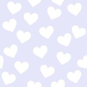 White hearts on Digital Lavender - medium heart print