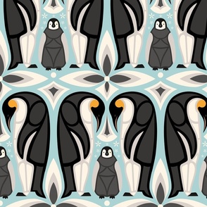 Emperor Penguin Family with Abstract Shapes – MEDIUM Scale 