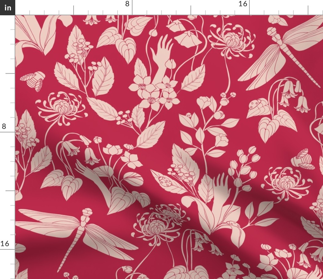 'Ecology' Pale Dogwood on Viva Magenta (Pantone Color of the Year 2023)