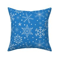 Elegant Christmas white Snowflakes pattern on blue